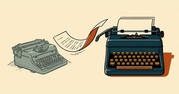 Screen-print illustration of a dusty abandoned panel beside a working one, a single cable being unplugged from the first and seated into the second