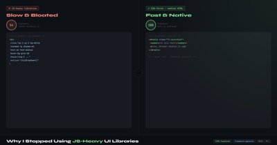 frutjam CSS-first Tailwind UI library vs bloated JS libraries — PageSpeed 100