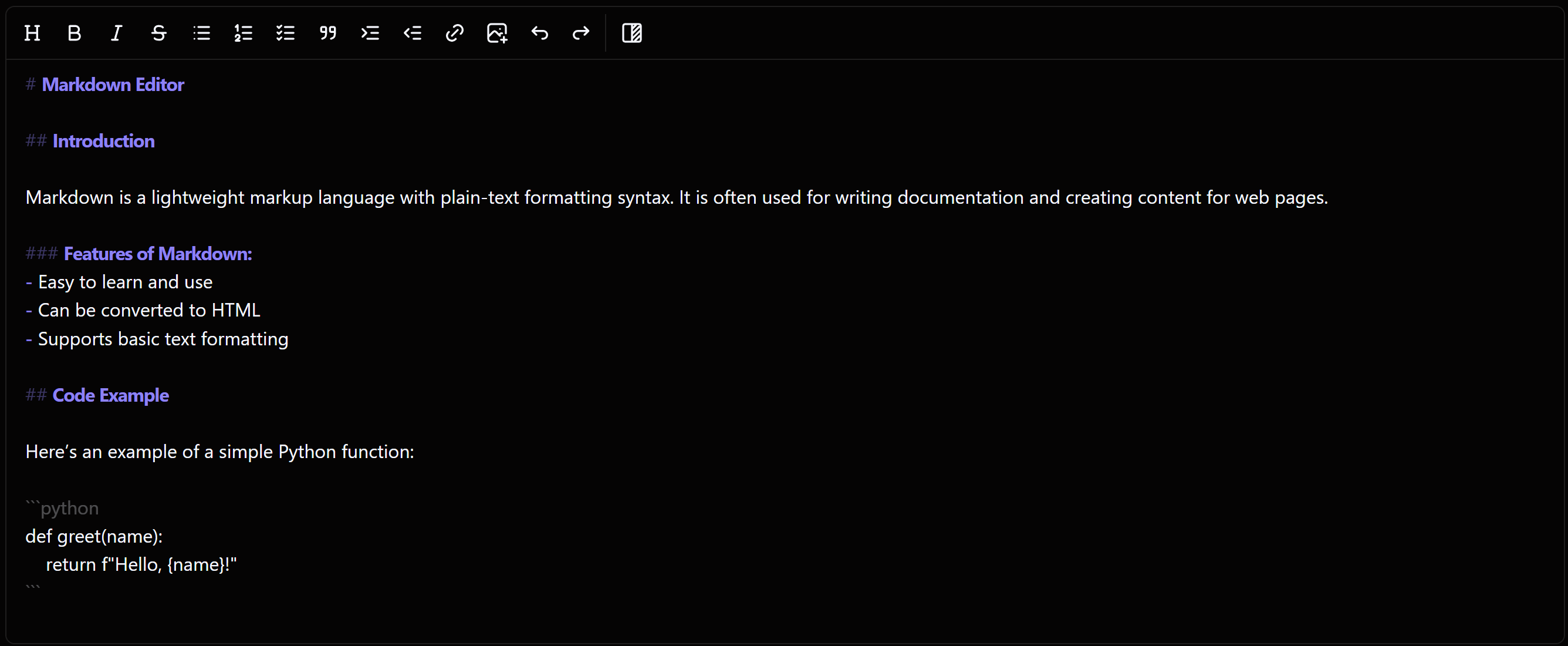 Hybrid mode WYSIWYG styled markdown editor