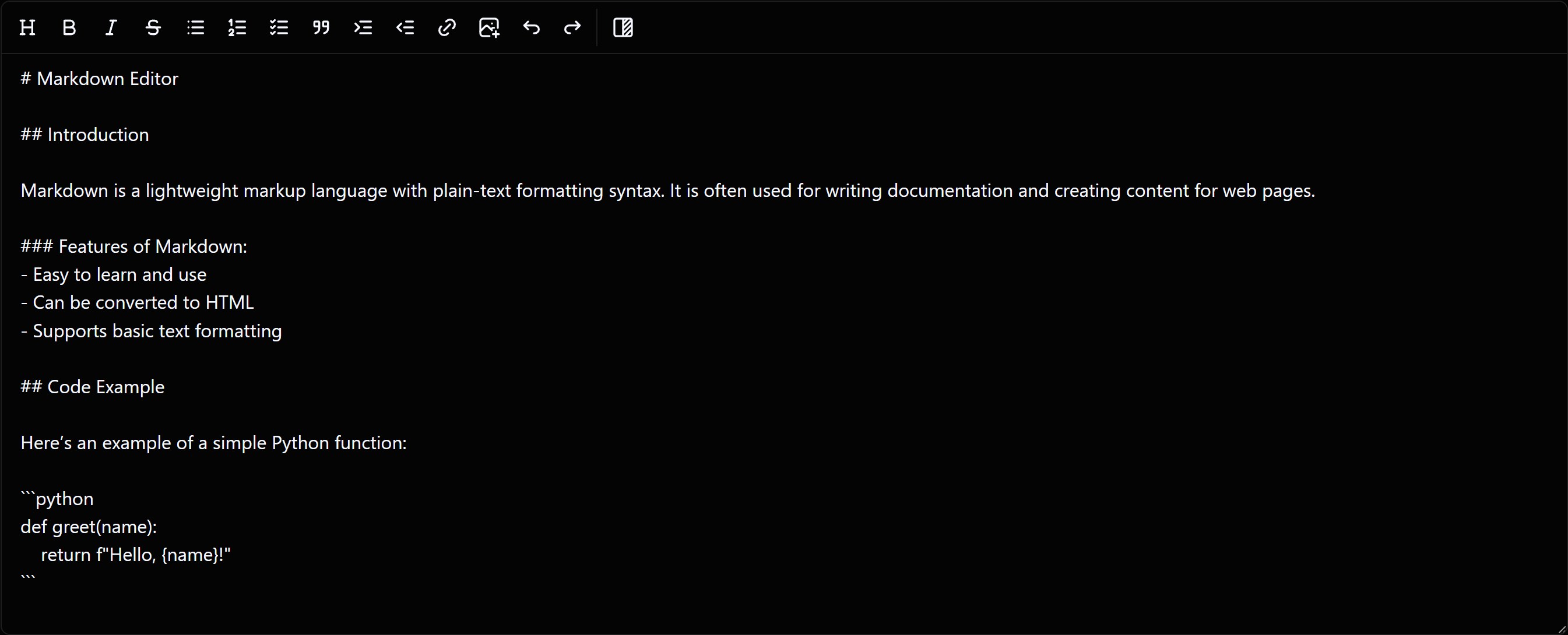 Plain mode markdown editor